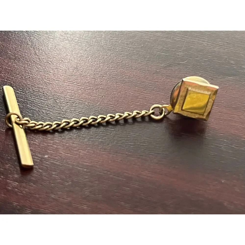 VTG Tie Tacks Lot of 2 Swank Gold Tone Rhinestone Silver Tone